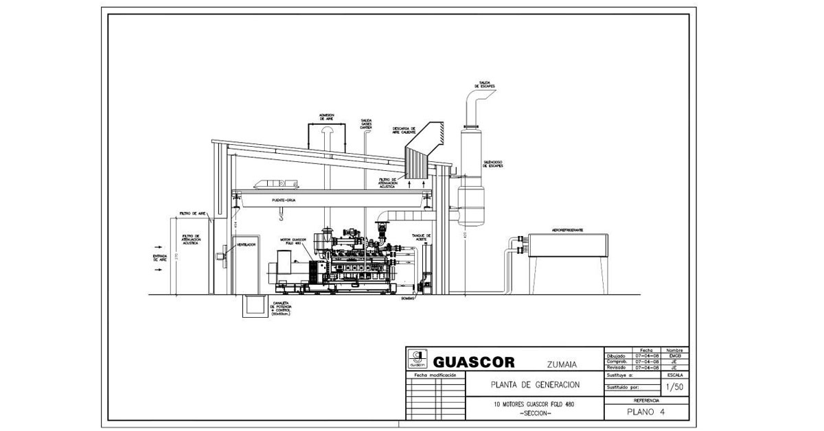 PLANTA DE GENERACION A GAS NATURAL 6,3 MWe GUASCOR – SIEMENS modelo FGLD480 usada